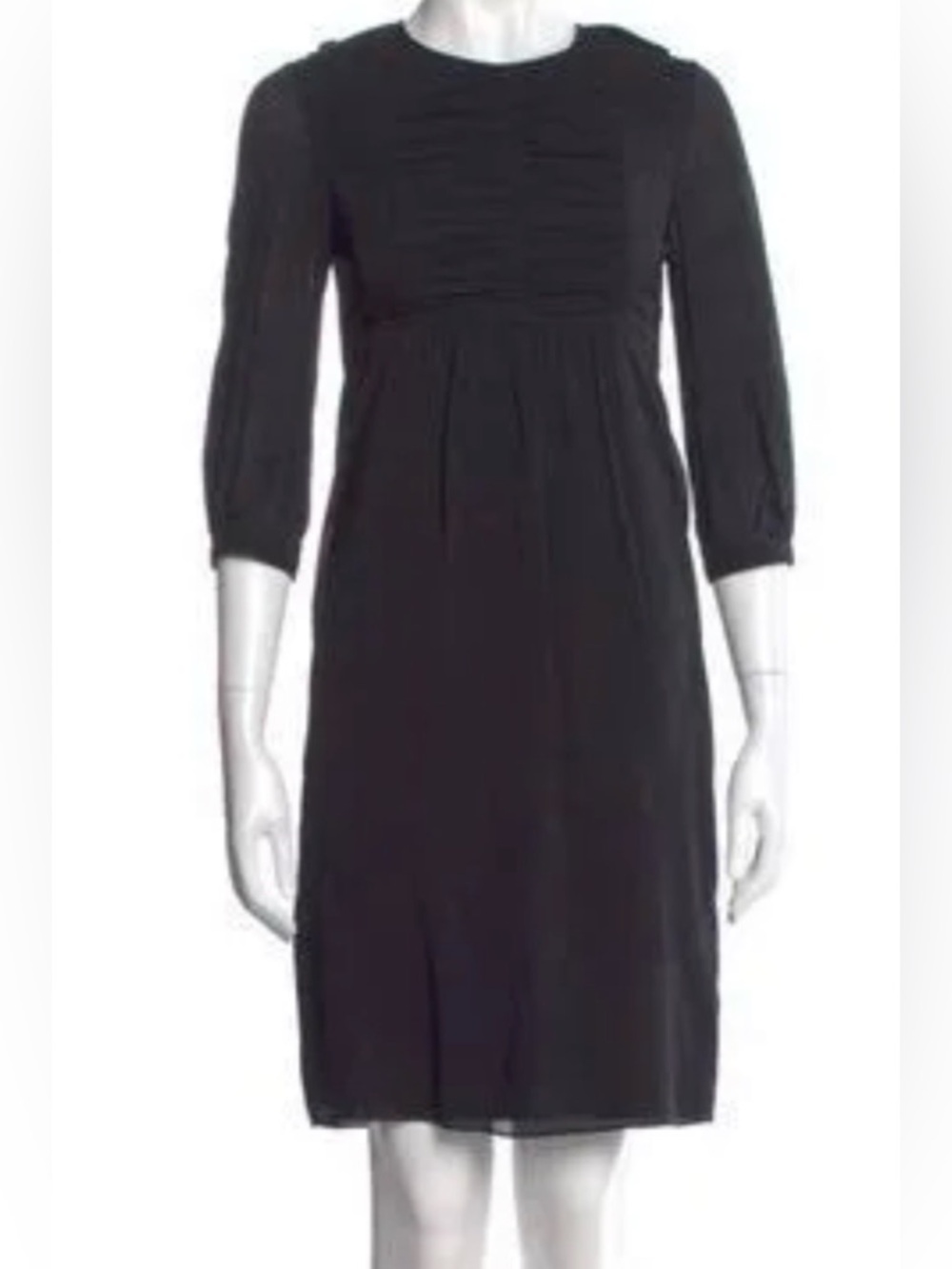 Burberry Purple Silk Front-Pleated Dress, Three-Quarter Sleeve, Size 6